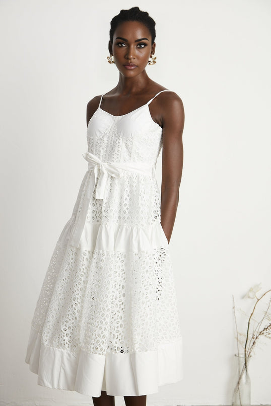 Catriona belted cutout cotton midi dress