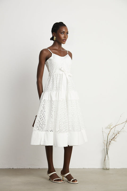 Catriona belted cutout cotton midi dress