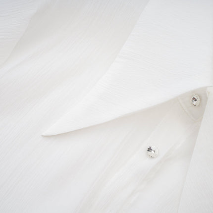 Cecilia White Mini Dress with Embellished Button Detailing and Ruffled Hem