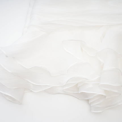 Cecilia White Mini Dress with Point Collar and Ruffled Hem