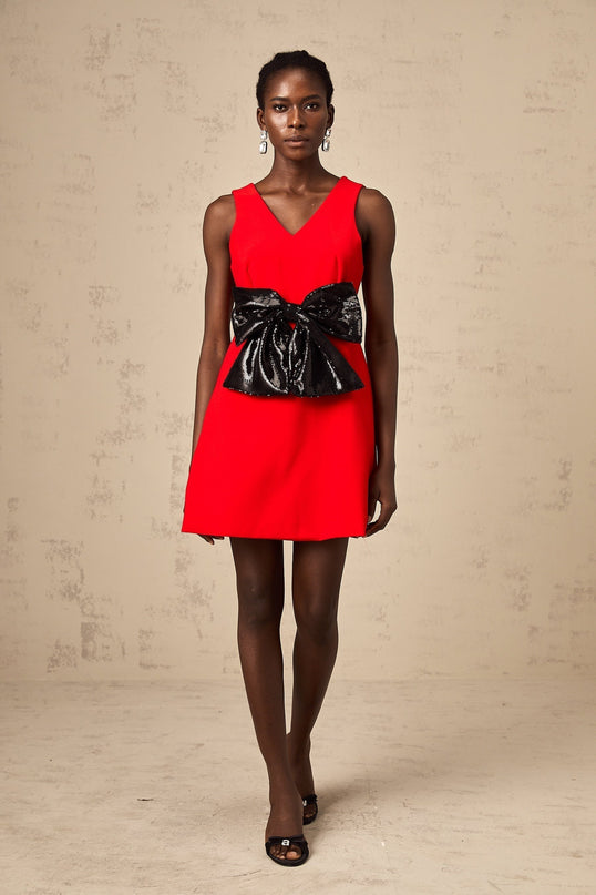 Celeste Red Sequin Mini Dress With Accents