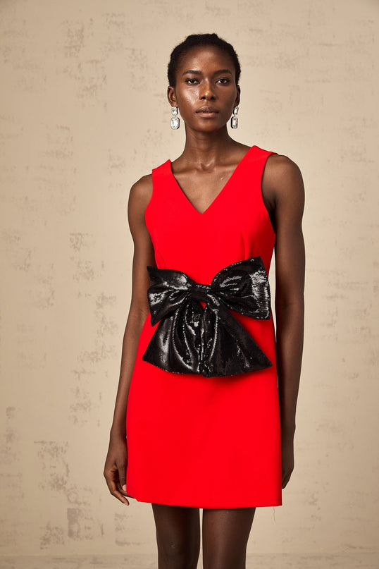 Celeste Red Sequin Mini Dress With Accents