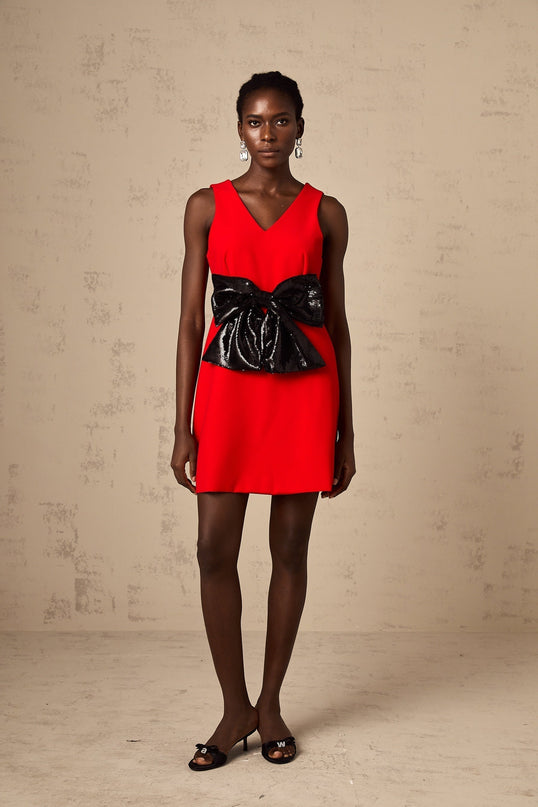 Celeste Red Sequin Mini Dress With Accents