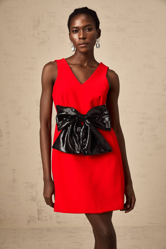 Celeste Red Sequin Mini Dress With Accents