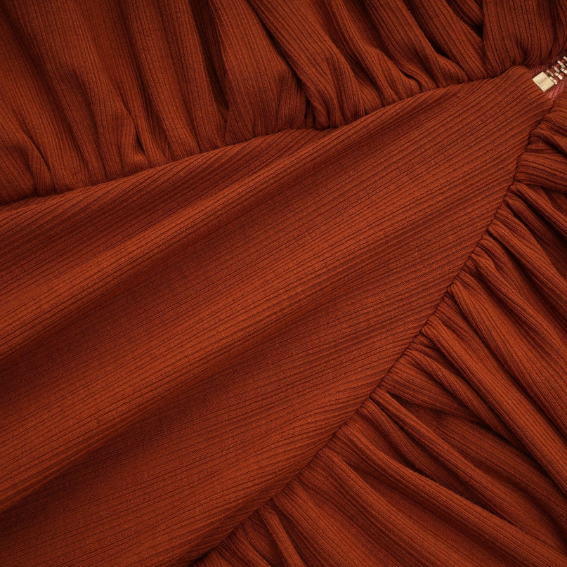 Célestine brown twisted cutout top  skirt matching set