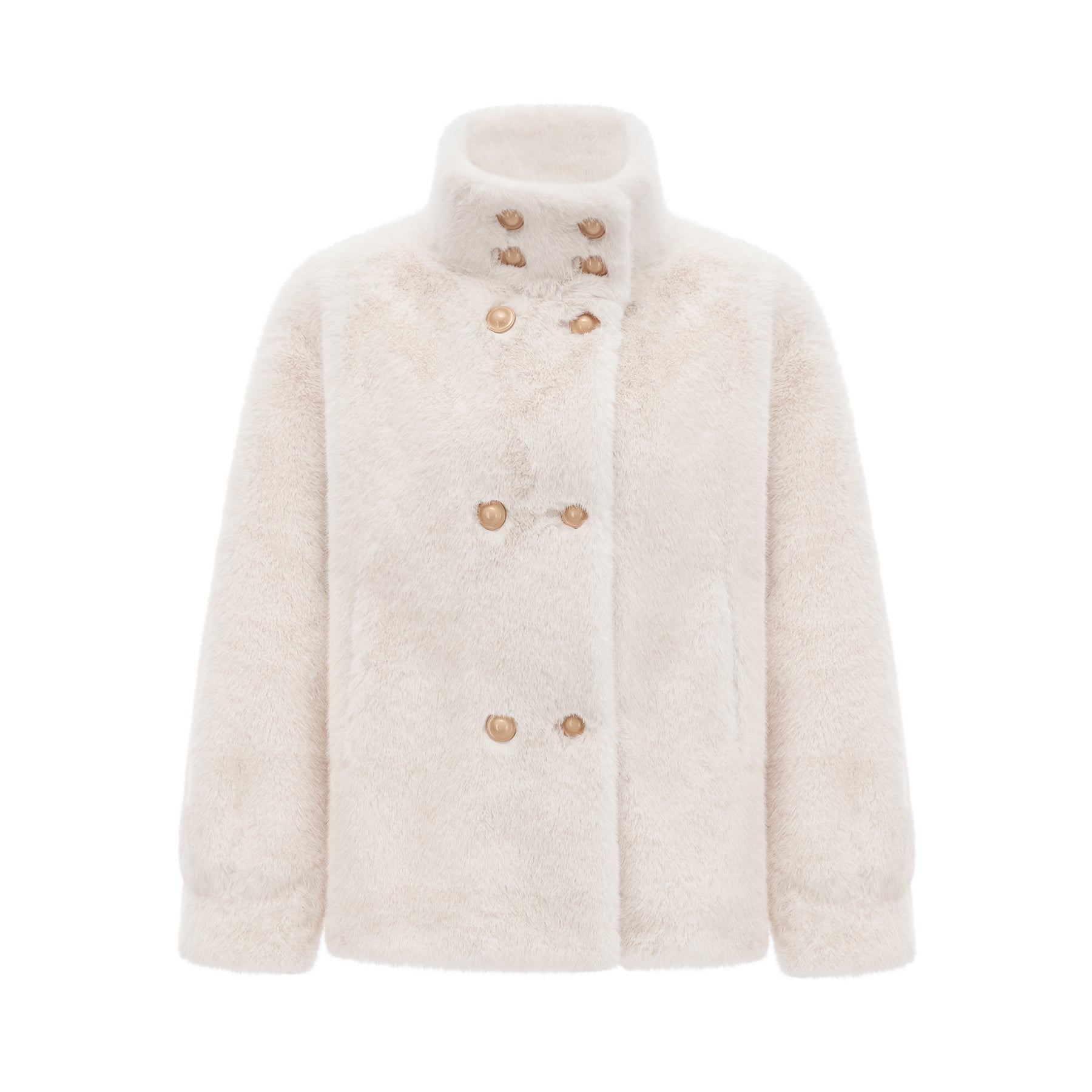 Chantal white fauxfur doublebreasted jacket