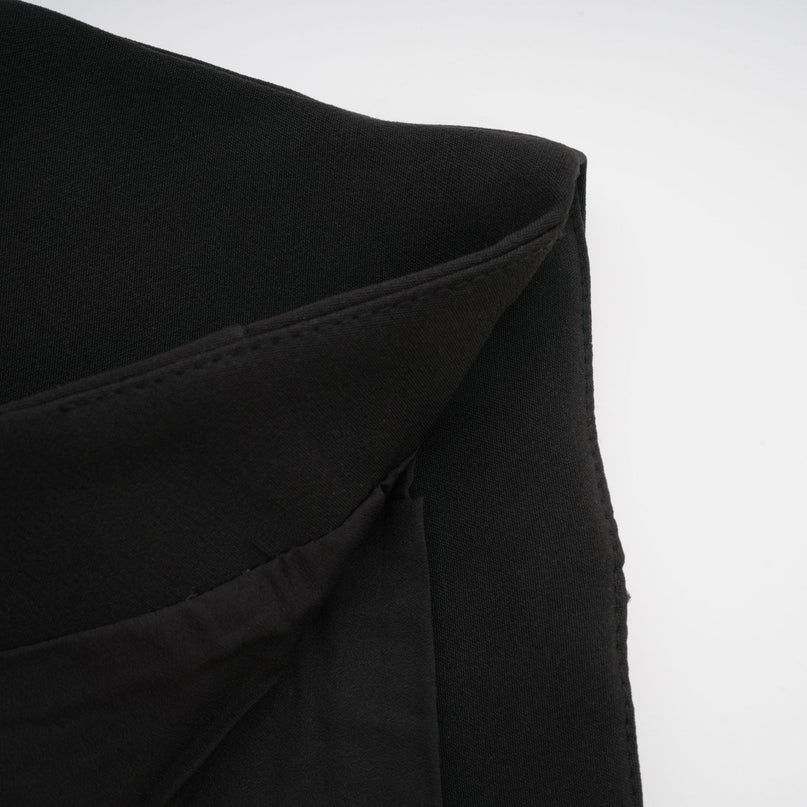 Charlee Black Culotte Shorts High-Waisted Flounce Hem Layered Design Front Zip Fastening Polyester Spandex Blend