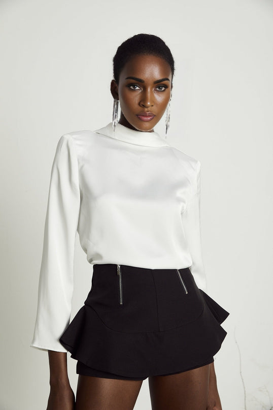 Charlee Black High-Waisted Culotte Shorts