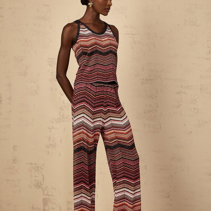Charlee Red Chevron Pattern Top Trousers Set
