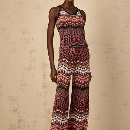 Charlee Red Chevron Pattern Top Trousers Set