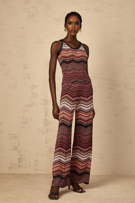 Charlee Red Chevron Pattern Top Trousers Set