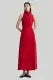 Charlee Red Dress Italian Polyester Acetate O-neckline Sleeveless Mid-calf Length Sheath Silhouette Pullover Closure