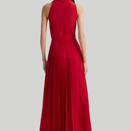 Charlee Red Dress Italian Luxury Polyester Acetate O-neckline Sleeveless Mid-calf Sheath Silhouette Pullover Closure Versatile Chic Sophisticated Elegant Comfortable Stylish Effortless Seasonal Italian Flair