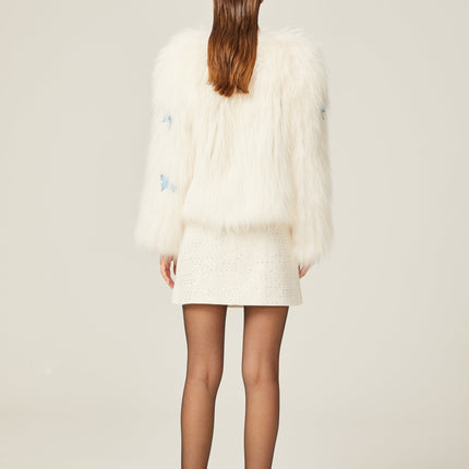 Charleigh White Faux Fur Butterfly Jacket