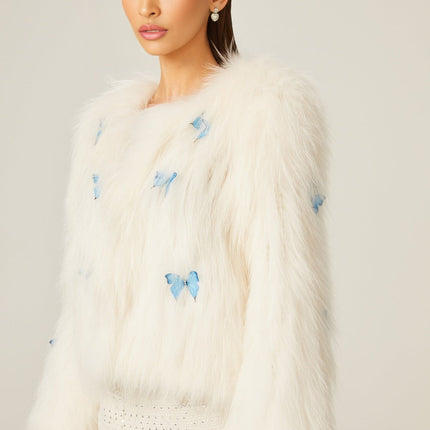Charleigh White Faux Fur Butterfly Jacket