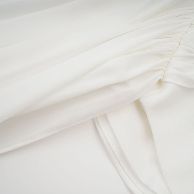 Charleigh White Mini Dress Ribbon Ruched Layered