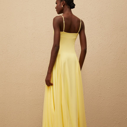 Charleigh Yellow Maxi Dress with Scoop Back and Adjustable Straps
