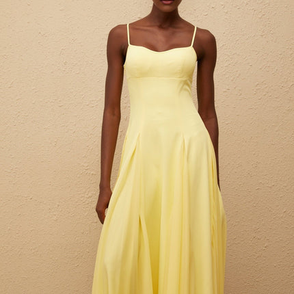 Charleigh Yellow Maxi Dress with Scoop Back and Adjustable Straps