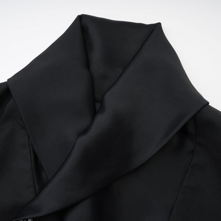 Charlotte Black Wool Blazer with Shawl Lapels and Single Button Fastening