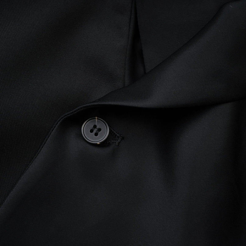 Charlotte Black Wool Blazer with Shawl Lapels and Single Button Fastening
