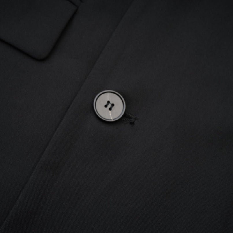 Charlotte Black Wool Blazer with Shawl Lapels and Single Button Fastening