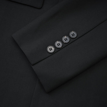 Charlotte Black Wool Blazer with Shawl Lapels and Single Button Fastening