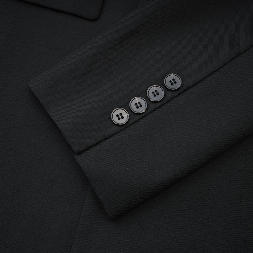 Charlotte Black Wool Blazer with Shawl Lapels and Single Button Fastening