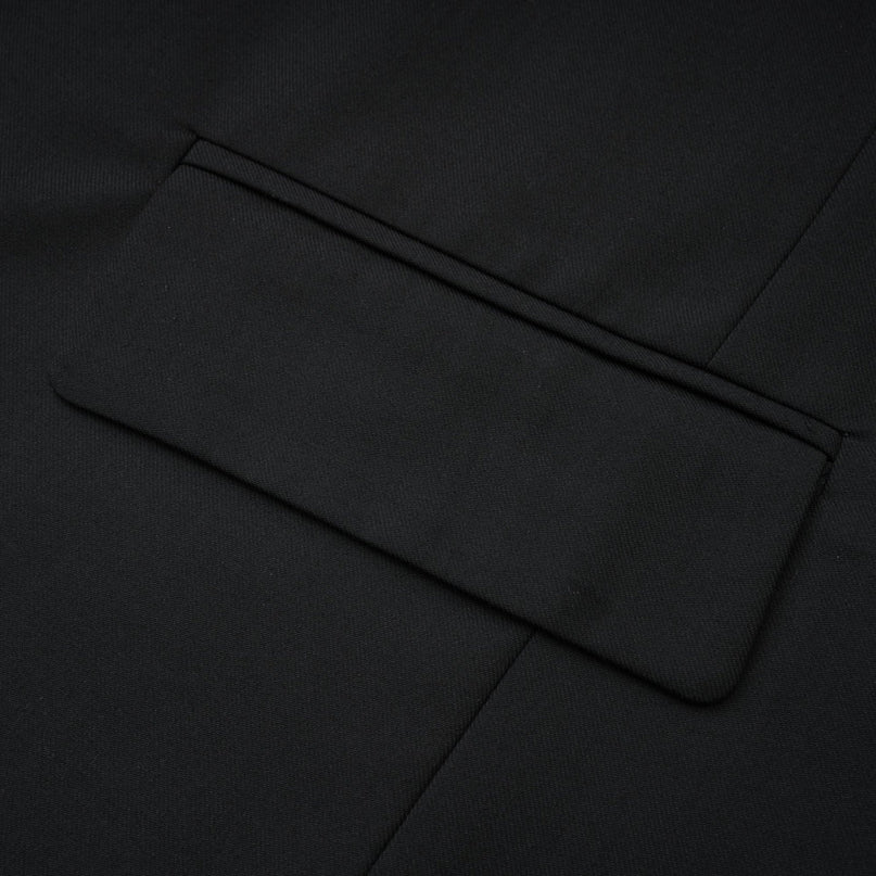 Charlotte Black Wool Blazer with Shawl Lapels and Single Button Fastening