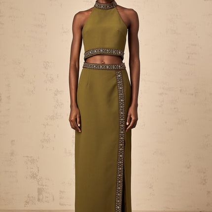 Charlotte Olive Green Skirt Top Set