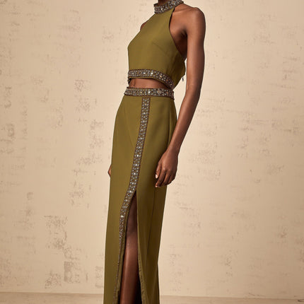 Charlotte Olive Green Skirt Top Set