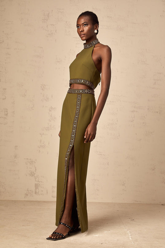 Charlotte Olive Green Skirt Top Set