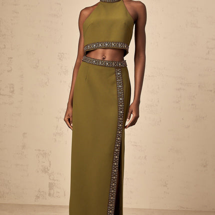 Charlotte Olive Green Skirt Top Set