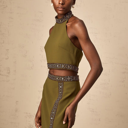 Charlotte Olive Green Skirt Top Set