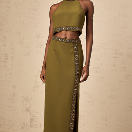 Charlotte Olive Green Skirt Top Set