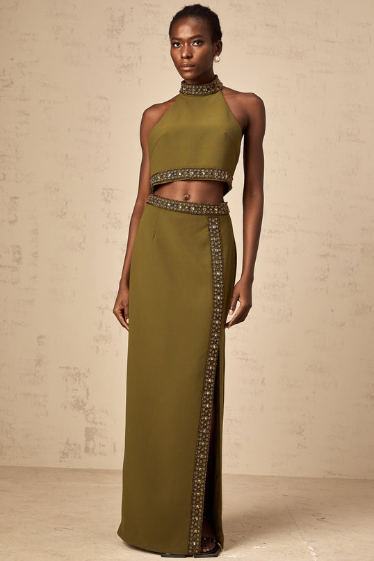 Charlotte Olive Green Skirt Top Set