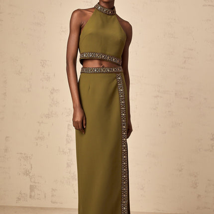Charlotte Olive Green Skirt Top Set