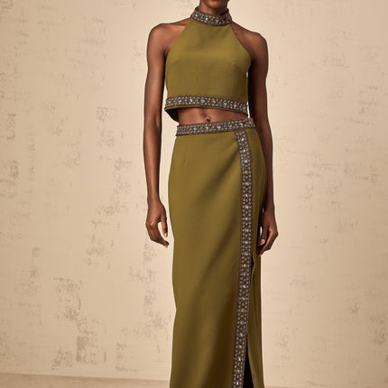 Charlotte Olive Green Skirt Top Set
