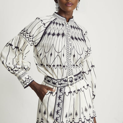 Charlotte White Graphic Shirt and Shorts Set