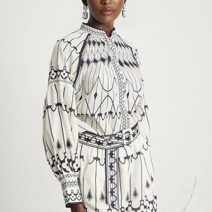 Charlotte White Graphic Shirt and Shorts Set