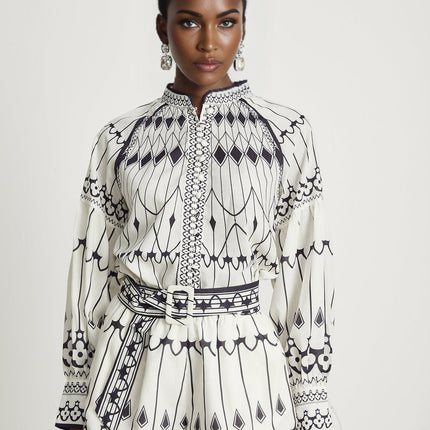 Charlotte White Graphic Shirt and Shorts Set