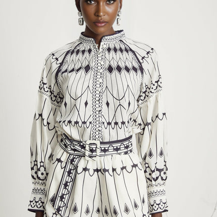Charlotte White Graphic Shirt and Shorts Set