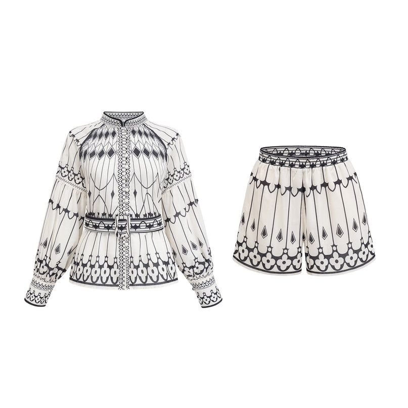 Charlotte White Shirt and Shorts Graphic Set