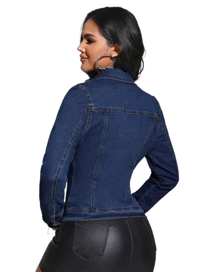 Chelsea Cropped Denim Jacket - Stylish Fit for Any Season in Blue - ONE SIZE