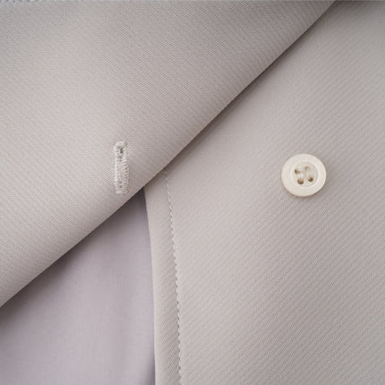 Chelsea Grey Wool Blend Blazer Skirt Set with Gold-Tone Hardware Eyelet Detailing and Buckle Fastening