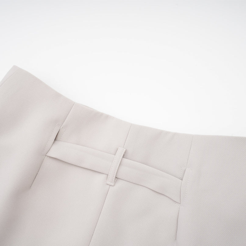 Chelsea Grey Wool Blend Blazer and Skirt Set with Gold-Tone Hardware and Eyelet Detailing