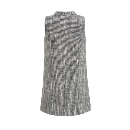 Cherish Grey A-Line Mini Dress with Faux-Flower Detailing