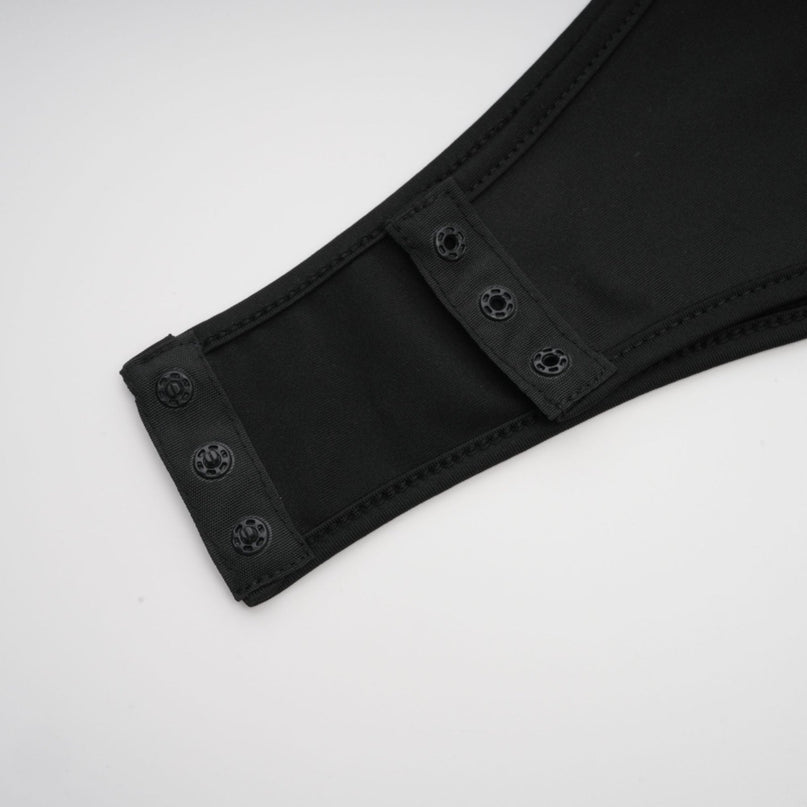 Chiara Black Bodysuit with Cut-Out Design and Thumb Slots