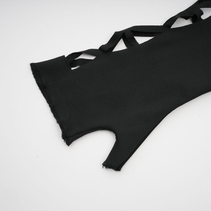 Chiara Black Bodysuit with Mock Neck and Cut-Out Design