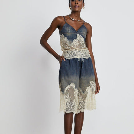 Chiara Blue Lace Detail Top and Shorts Set