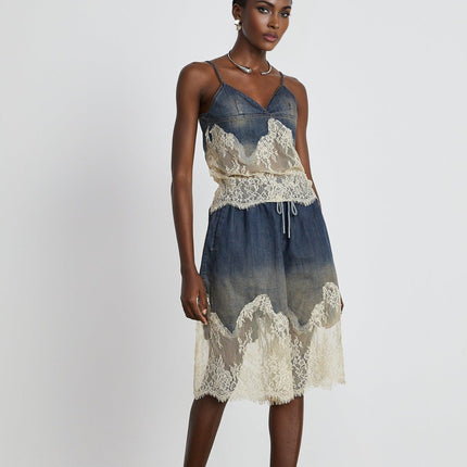 Chiara Blue Lace Detail Top and Shorts Set